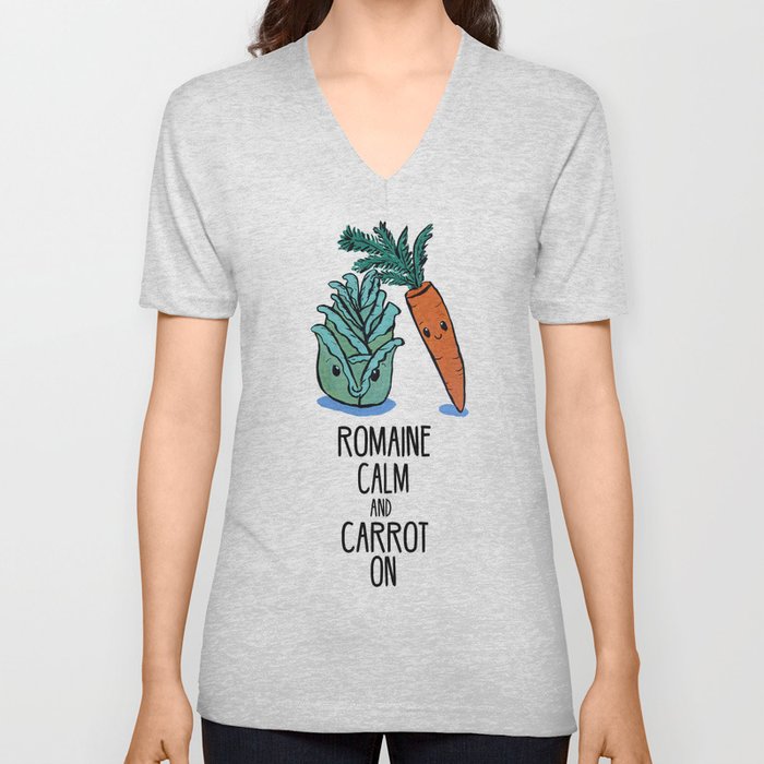Romaine Calm and Carrot On V Neck T Shirt
