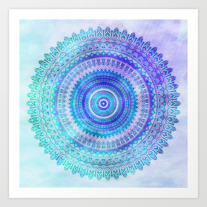 Blue and Purple Mandala Watercolour painting