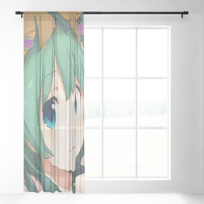 Sheer Window Curtain Futuristic anime girl 