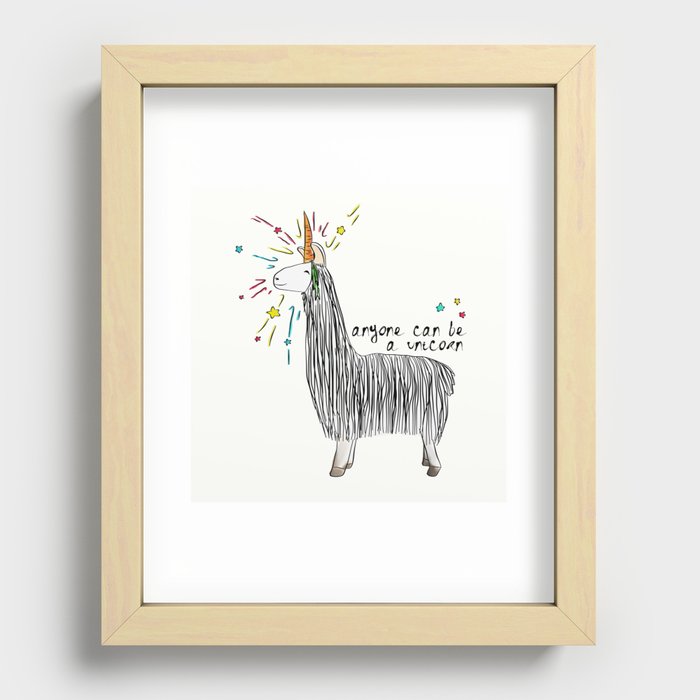 Anyone can be a unicorn...all you need is some creativity. Or a carrot if you're actually a llama. Recessed Framed Print