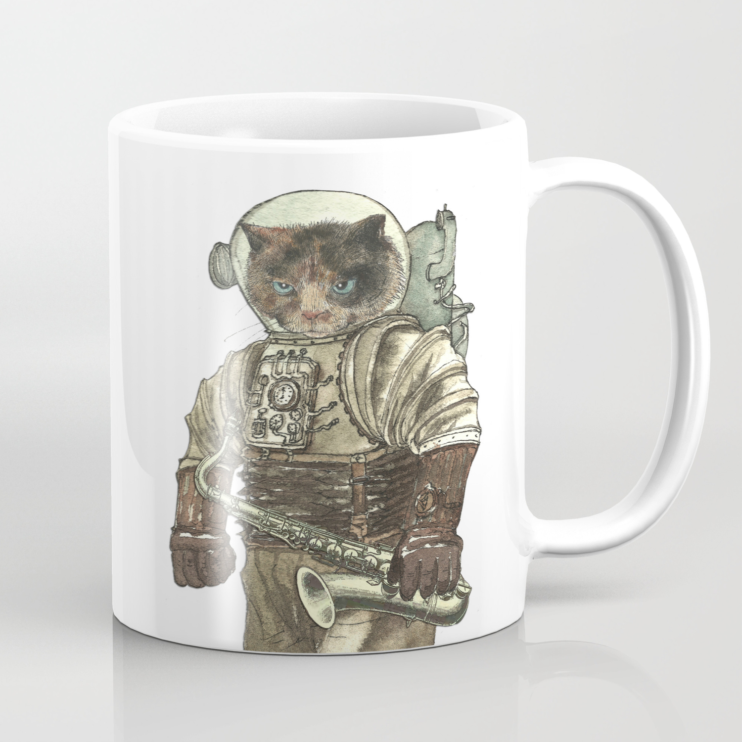 Space Cat With Saxophone Coffee Mug By Felissimha Society6 Space Cat With Saxophone Coffee Mug By Felissimha Society6