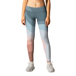 Blue and pink retro style waves Leggings