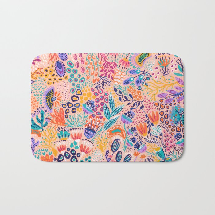 Colorful and Abstract Corals reefs Bath Mat
