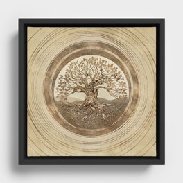 Tree of life -Yggdrasil Pastel Gold Framed Canvas