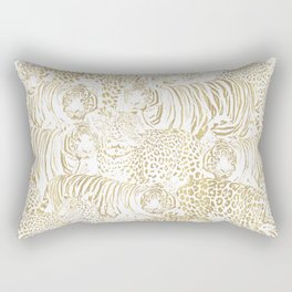 Gold Leopard Tiger Animals Rectangular Pillow