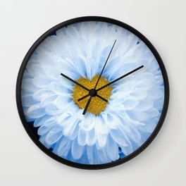 100% Artist Commissions Donated - Floral - Flowers Blue Tinted Chrysanthemums Nature Photo For Ukraine Refugees Wall Clock