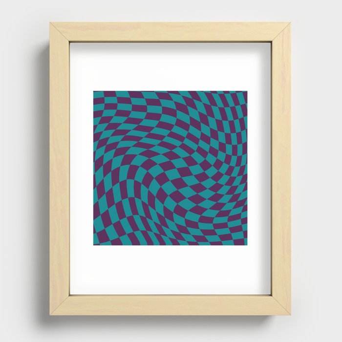 Purple and cyan swirl checker Recessed Framed Print