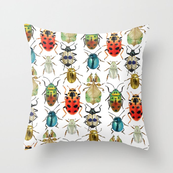 Beetle Compilation Throw Pillow
