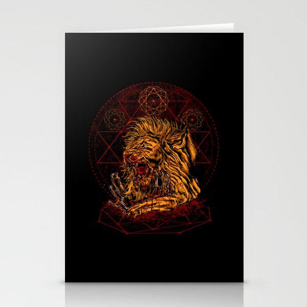 Scary Lion Horror Drawing Stationery Cards