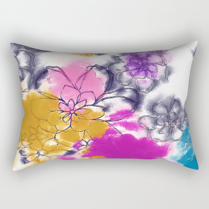 Abstract Flowers - Watercolour Paiting Rectangular Pillow