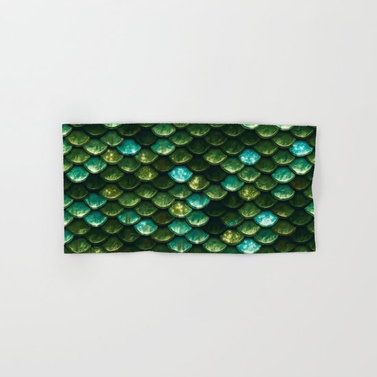 Aqua and green sparkling mermaid glitter scales- Mermaidscales Hand & Bath Towel