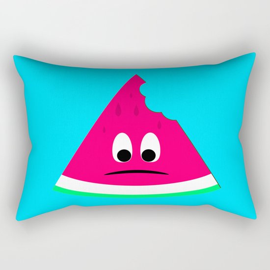 Cute sad bitten piece of watermelon Rectangular Pillow