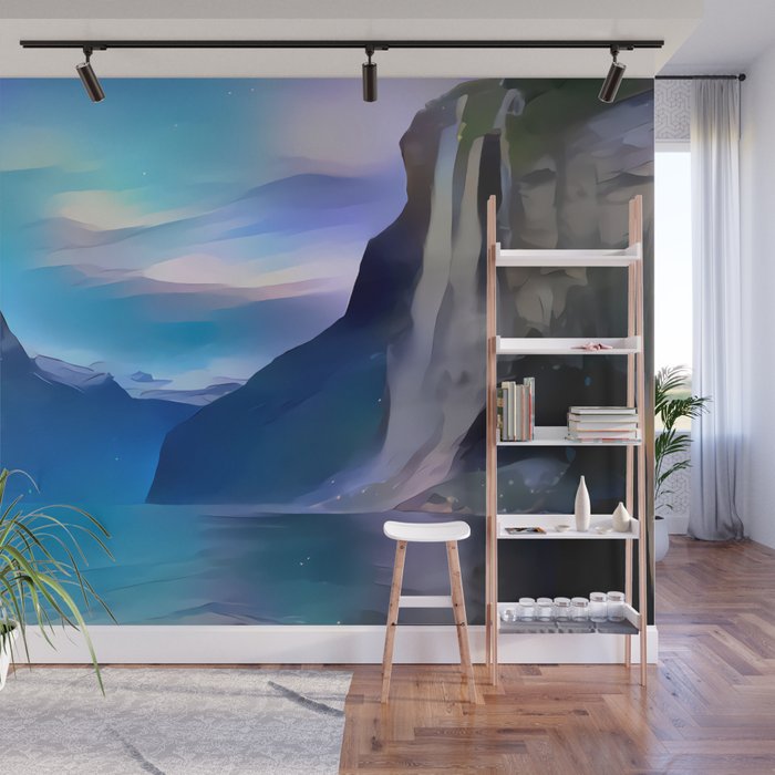 Minimalist Seven Sisters Waterfall Wall Mural