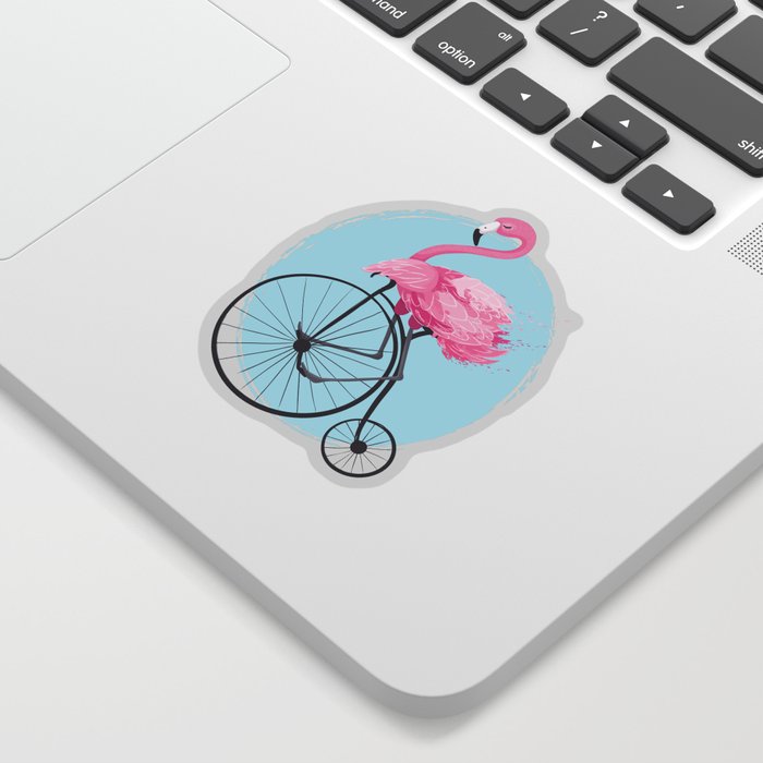 Cute flamingo on vintage bike. Sticker by Senay Kurtulus Society6