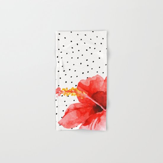 Tropical flower on dots Hand & Bath Towel