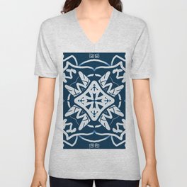 Blue and White Mandala Art - Drama 1 V Neck T Shirt