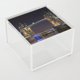 Great Britain Photography - The Famous Tower Bridge In London At Night Acrylic Box