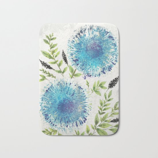 Dandelions Blue Bath Mat