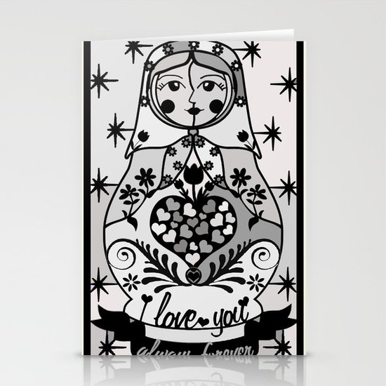 Gray matryoshka by Lilach Vidal Stationery Cards