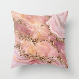 Rose quartz and pastel pink marble Throw Pillow