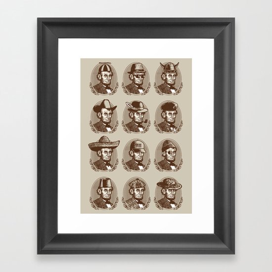 Abe Tries on Hats Framed Art Print