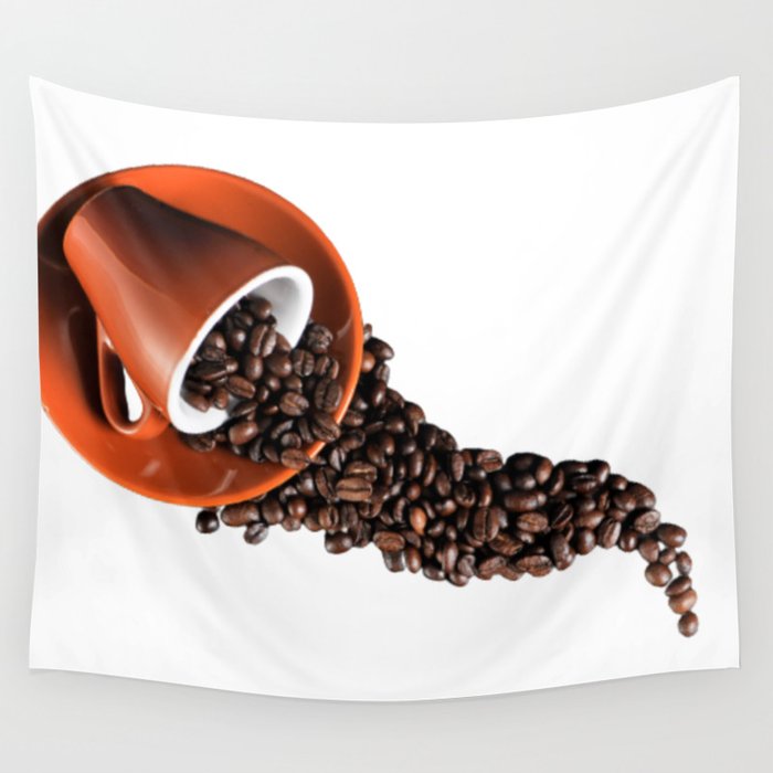 Red cup of espresso coffee beans Wall Tapestry