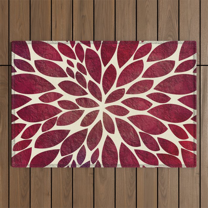 Petal Burst - Maroon Outdoor Rug