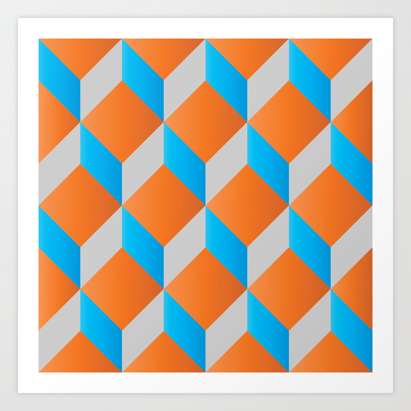 Geometric 3d Cube Pattern Retro Design Art Print By Ohaniki Society6