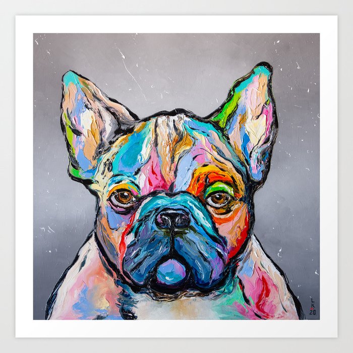 Abstract french store bulldog painting