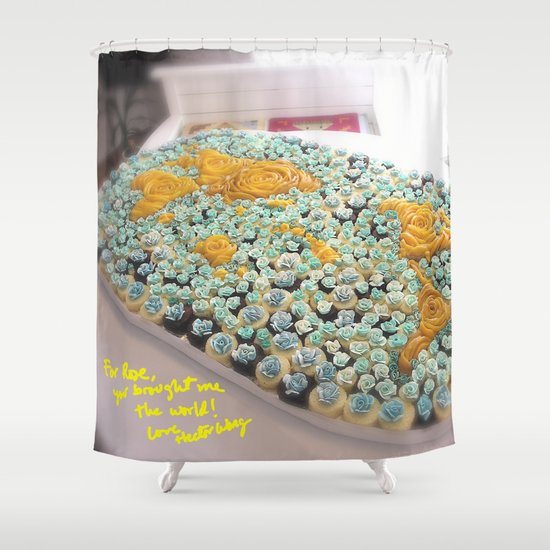 Rose World Cake Shower Curtain