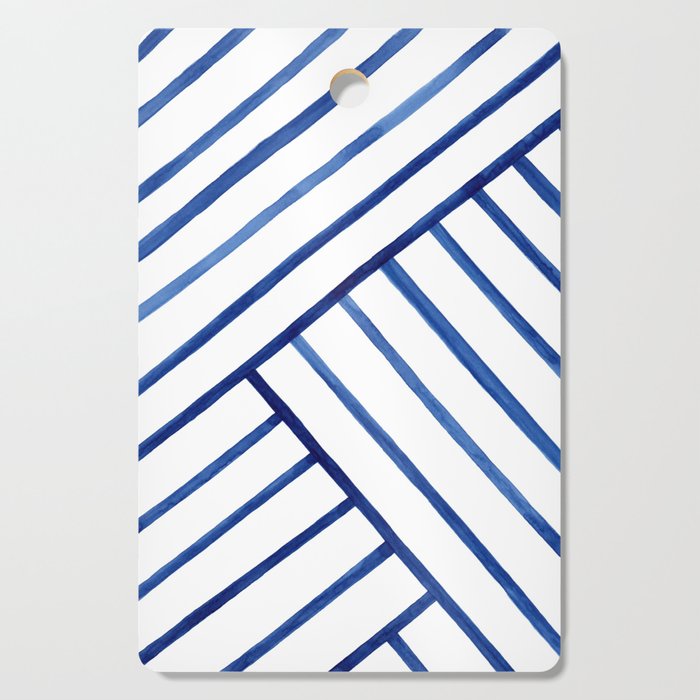 Watercolor lines pattern | Navy blue Cutting Board
