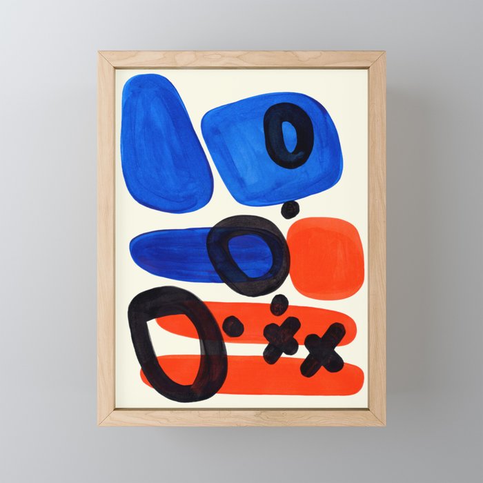 Blue Orange Fun Colorful Mid Century Modern Abstract Painting