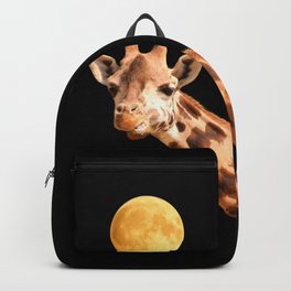 Giraffe And The Moon On A Black Background #decor #society6 #buyart Backpack