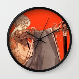 Mantle Wall Clock | Girl, Popart, Japanese, Katana, Drawing, Graphite, Woman, Illustration, Comic, Android 