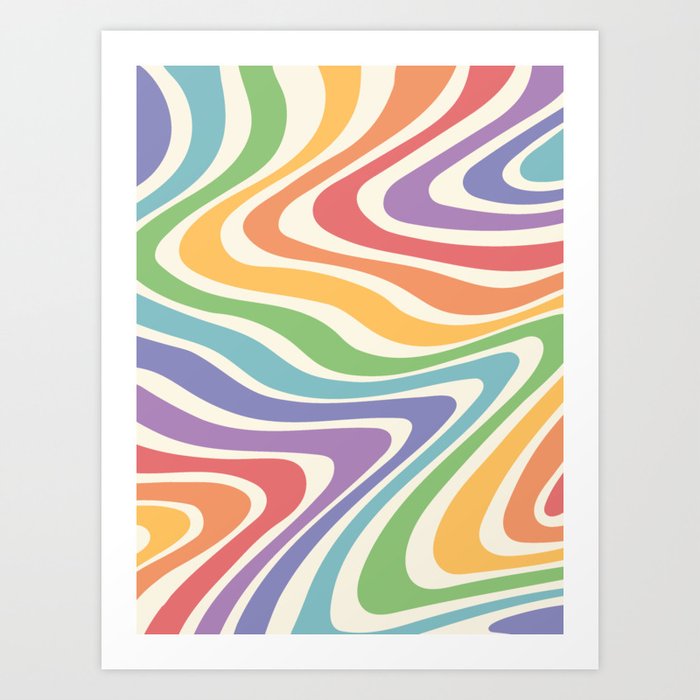 Colorful Rainbow Warp Swirl Lines II Art Print