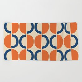 Mid Century Modern Scandinavian Pattern 534 Beige Blue and Orange Beach Towel