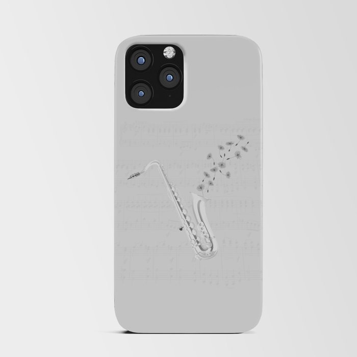 Music Instrument White Sheet Music Saxaphone Design iPhone Card Case