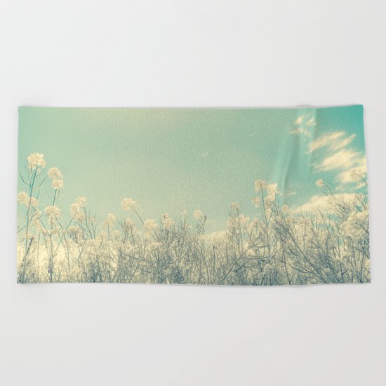 Cotton Candy Wildflowers, Baby Blue Sky Beach Towel