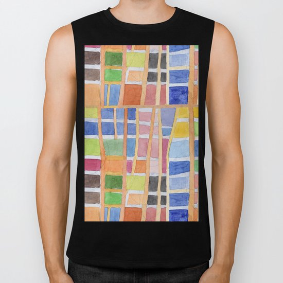 Rectangle Pattern With Sticks Biker Tank