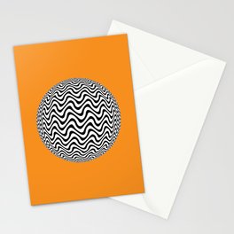 Groovy Op Art Sphere on Orange Stationery Cards