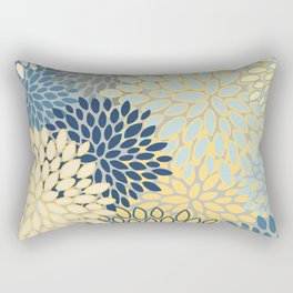 Floral Print, Yellow, Gray, Blue, Teal Rectangular Pillow