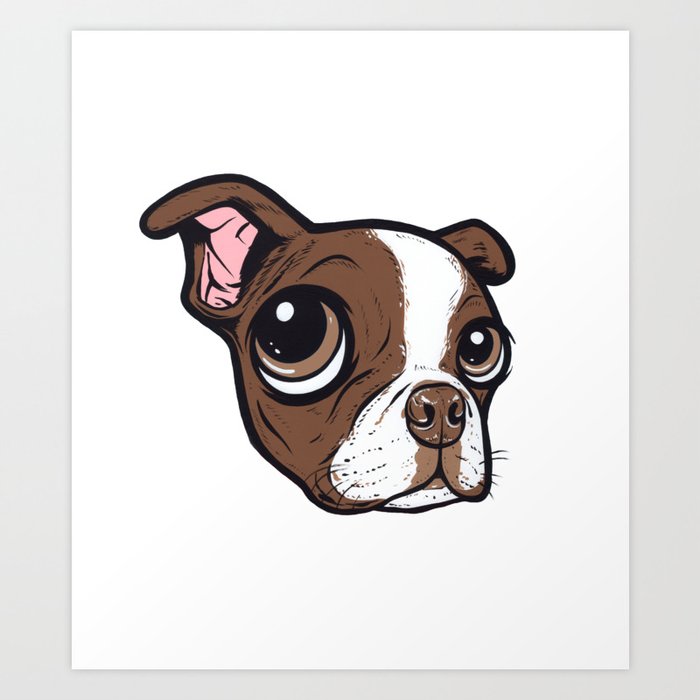 Brown Boston Terrier Art Print