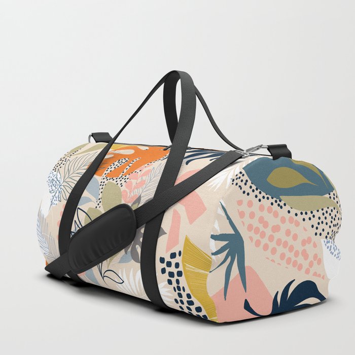 Tropical Foliage Pattern 1 - Retro Boho Duffle Bag