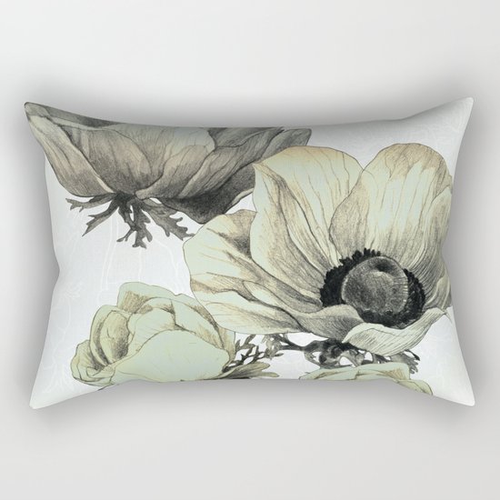 anemone flowers (white background) Rectangular Pillow