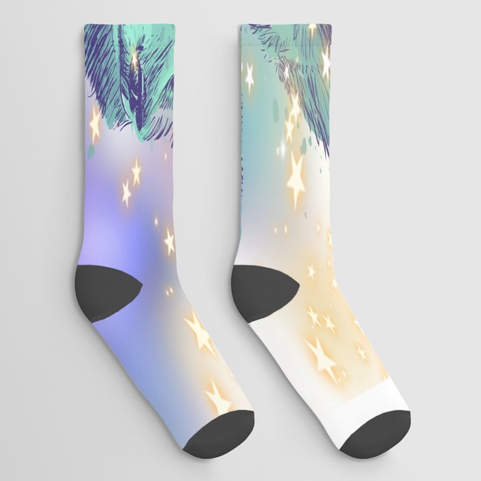 Aaurora Light with Sparkle Wolf Socks