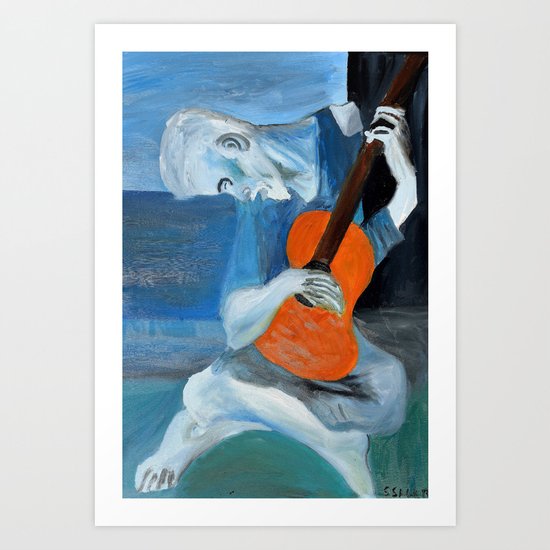 Picasso's Blue Mn with Guitar Art Print