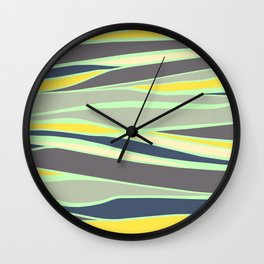 banana, mint and gray stripes  Wall Clock