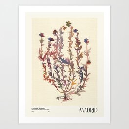Flower market, Madrid autumn aesthetic, pastel watercolor plant Art Print