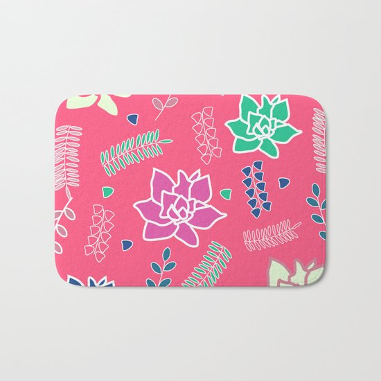 Floral ornament in pink Bath Mat