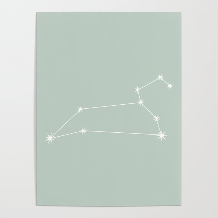 LEO Sage Green – Zodiac Astrology Star Constellation Poster